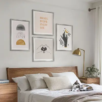 Minimalistiske boho-illustrationer billedsæt med ramme