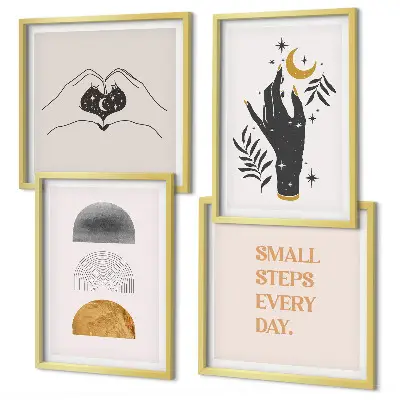 Minimalistiske boho-illustrationer billedsæt med ramme