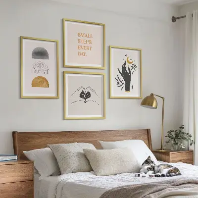 Minimalistiske boho-illustrationer billedsæt med ramme