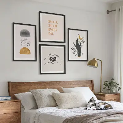 Minimalistiske boho-illustrationer billedsæt med ramme