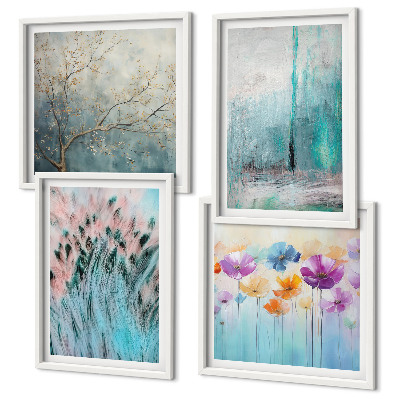 Billedvæg over sofa Pastelblomster baggrundsmønstre