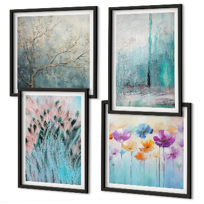 Billedvæg over sofa Pastelblomster baggrundsmønstre
