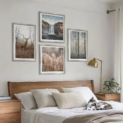 Billedvæg med skovlandskaber vild natur til ophæng over sofaen