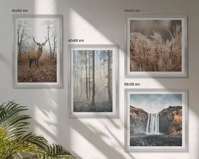 Billedvæg med skovlandskaber vild natur til ophæng over sofaen