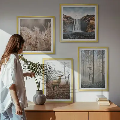 Billedvæg med skovlandskaber vild natur til ophæng over sofaen
