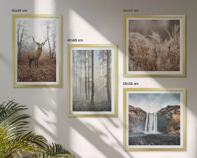 Billedvæg med skovlandskaber vild natur til ophæng over sofaen