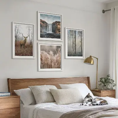 Billedvæg med skovlandskaber vild natur til ophæng over sofaen