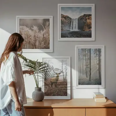 Billedvæg med skovlandskaber vild natur til ophæng over sofaen