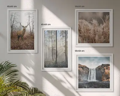 Billedvæg med skovlandskaber vild natur til ophæng over sofaen