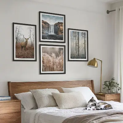 Billedvæg med skovlandskaber vild natur til ophæng over sofaen