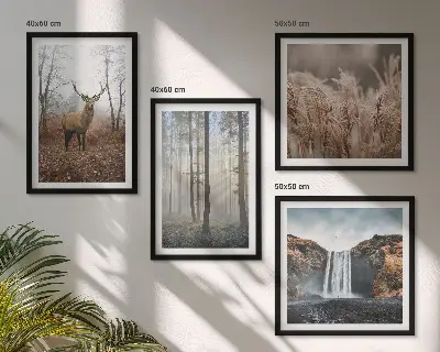 Billedvæg med skovlandskaber vild natur til ophæng over sofaen
