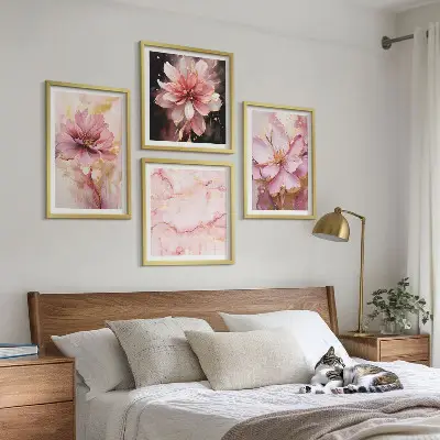 Blomsterkompositioner af hvide roser billedsæt med ramme