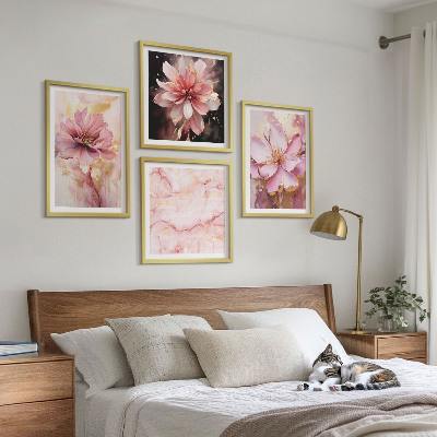 Billedsæt med ramme Blomsterkompositioner af hvide roser