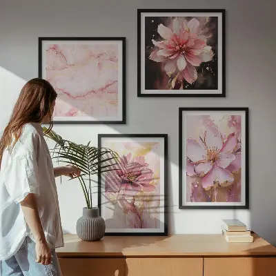 Blomsterkompositioner af hvide roser billedsæt med ramme