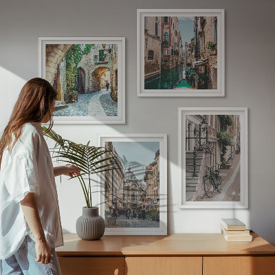 Billedvæg over sofa Venetianske gader med vandarkitektur