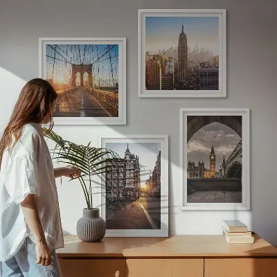 Malerisæt med udsigt over London med ramme