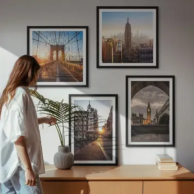 Malerisæt med udsigt over London med ramme