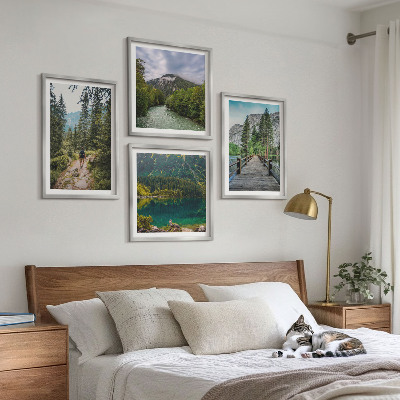 Billedvæg over sofa Bjerge, søer, skove, stier