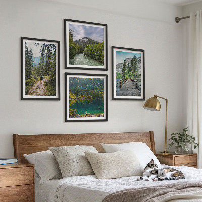 Billedvæg over sofa Bjerge, søer, skove, stier