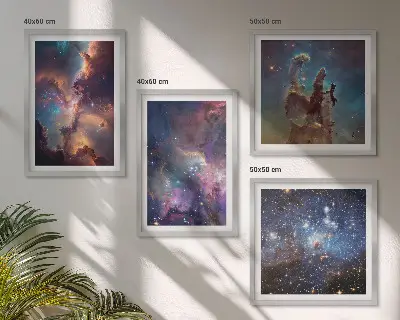 Kosmiske stjernebilleder billedvæg over sofa