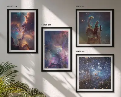 Kosmiske stjernebilleder billedvæg over sofa