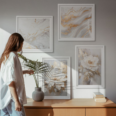 Billedvæg over sofa Blomster lys baggrund marmor mønstre