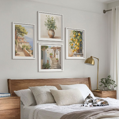 Billedvæg over sofa Blomster i en vase, et hav af citroner