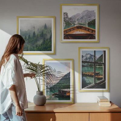 Billedvæg over sofa Bjergsøen Łódź hytter