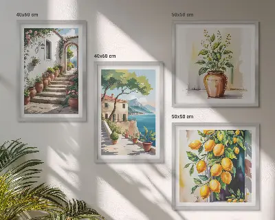 Citronblomster ved havet billedsæt med ramme