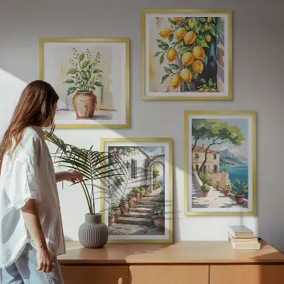 Citronblomster ved havet billedsæt med ramme