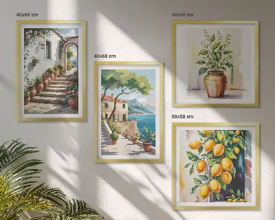 Citronblomster ved havet billedsæt med ramme