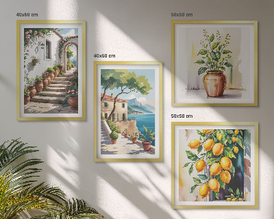 Billedsæt med ramme Citronblomster ved havet
