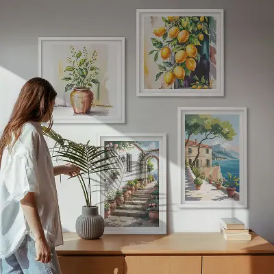 Citronblomster ved havet billedsæt med ramme