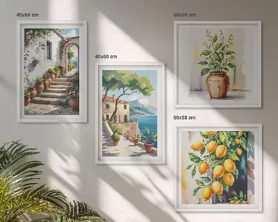 Citronblomster ved havet billedsæt med ramme
