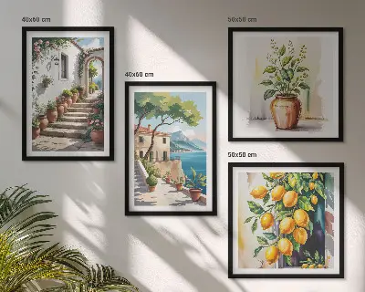 Citronblomster ved havet billedsæt med ramme