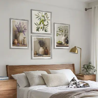 Blomster i vaser vægdekoration billedvæg til ophæng over sofa
