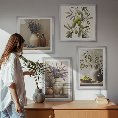Billedvæg over sofa Blomster i vaser dekorationer