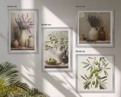 Blomster i vaser vægdekoration billedvæg til ophæng over sofa