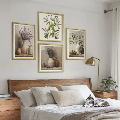 Blomster i vaser vægdekoration billedvæg til ophæng over sofa