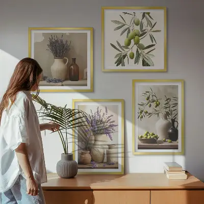 Blomster i vaser vægdekoration billedvæg til ophæng over sofa