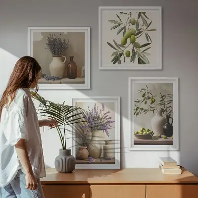 Blomster i vaser vægdekoration billedvæg til ophæng over sofa