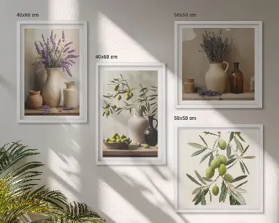 Blomster i vaser vægdekoration billedvæg til ophæng over sofa