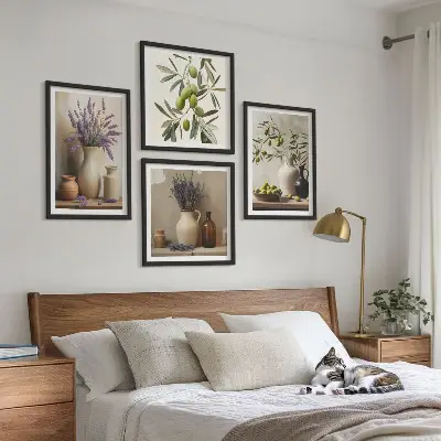 Blomster i vaser vægdekoration billedvæg til ophæng over sofa