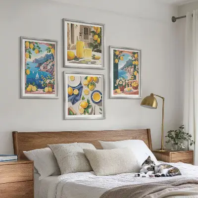 Italienske citroner fra Sea Window billedvæg til over sofaen