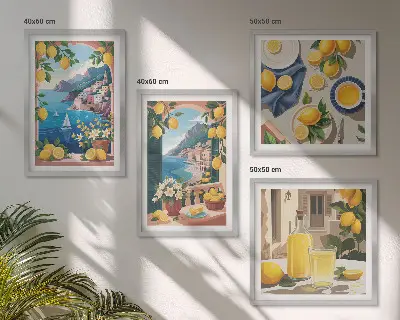 Italienske citroner fra Sea Window billedvæg til over sofaen