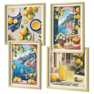 Italienske citroner fra Sea Window billedvæg til over sofaen