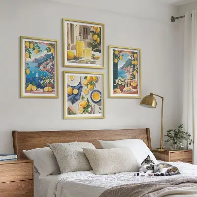 Italienske citroner fra Sea Window billedvæg til over sofaen