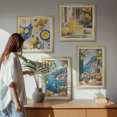 Italienske citroner fra Sea Window billedvæg til over sofaen