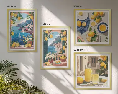 Italienske citroner fra Sea Window billedvæg til over sofaen