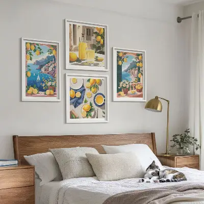 Italienske citroner fra Sea Window billedvæg til over sofaen